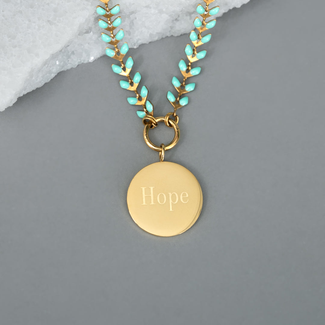 Hope Pendant on Seeds of Hope Chain in Mint