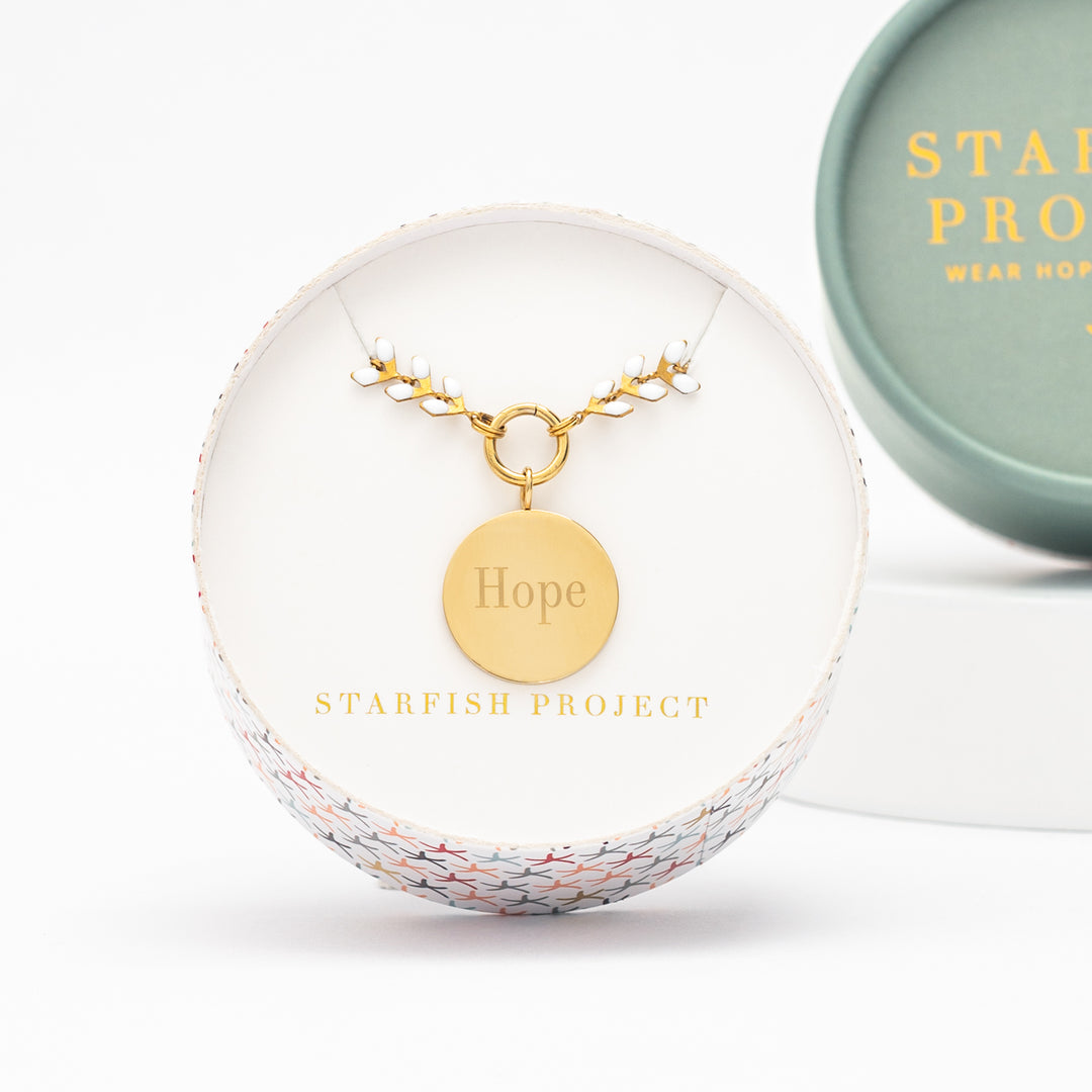 Hope Pendant on Seeds of Hope Chain in Ivory