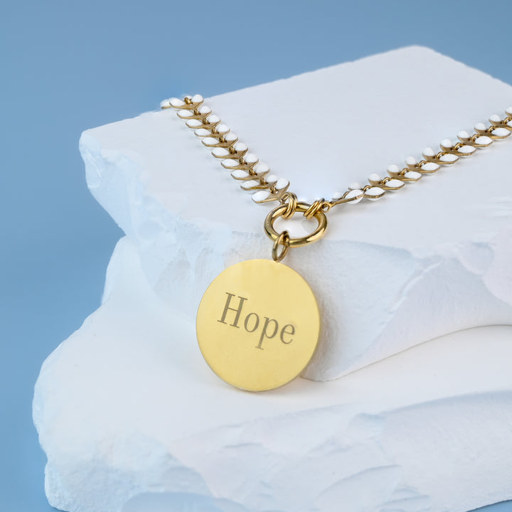 Hope Pendant on Seeds of Hope Chain in Ivory