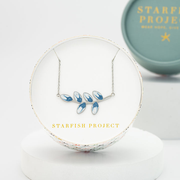 Hope Grows Necklace in Silver & Blue