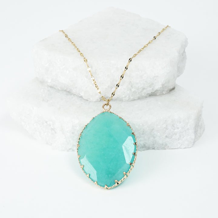 Radiant Light Crystal Necklace in Aqua