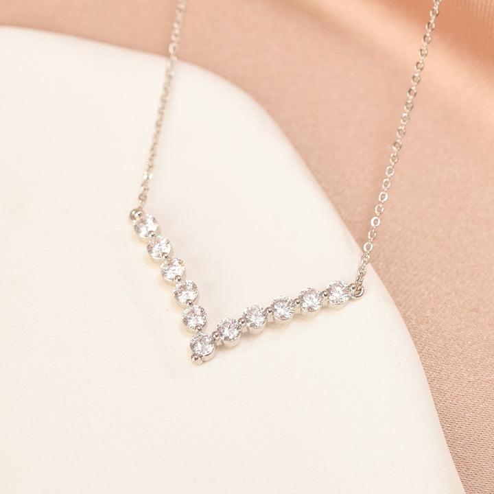 Brilliance V-Bar Chevron Zircon & Platinum Necklace