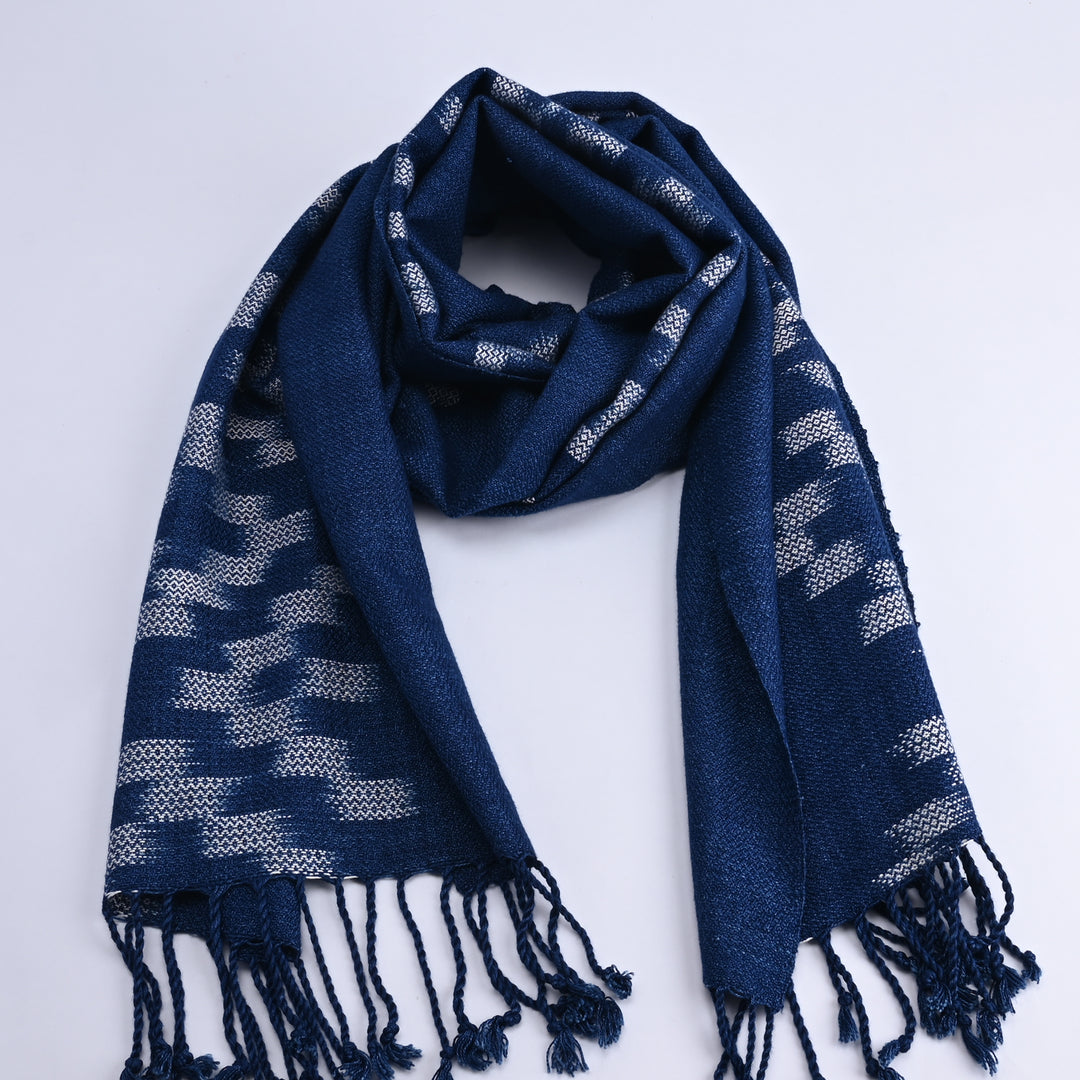 Reflections of Indigo Tassel Scarf