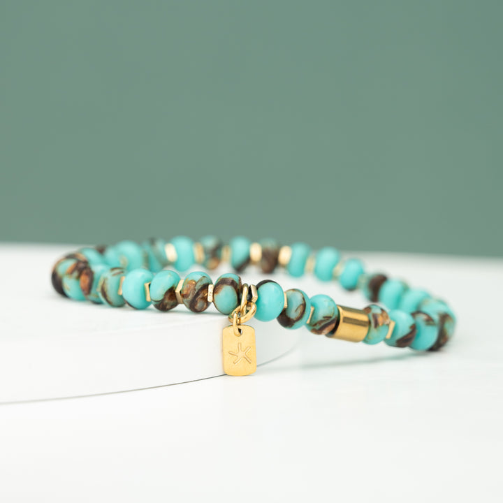 Bracelet with starfish charm, starfish logo, symbol for starfish, emperor stone bracelet, beaded bracelet for women