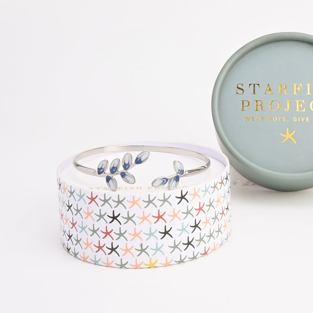 Hope Grows Cuff in Silver & Blue