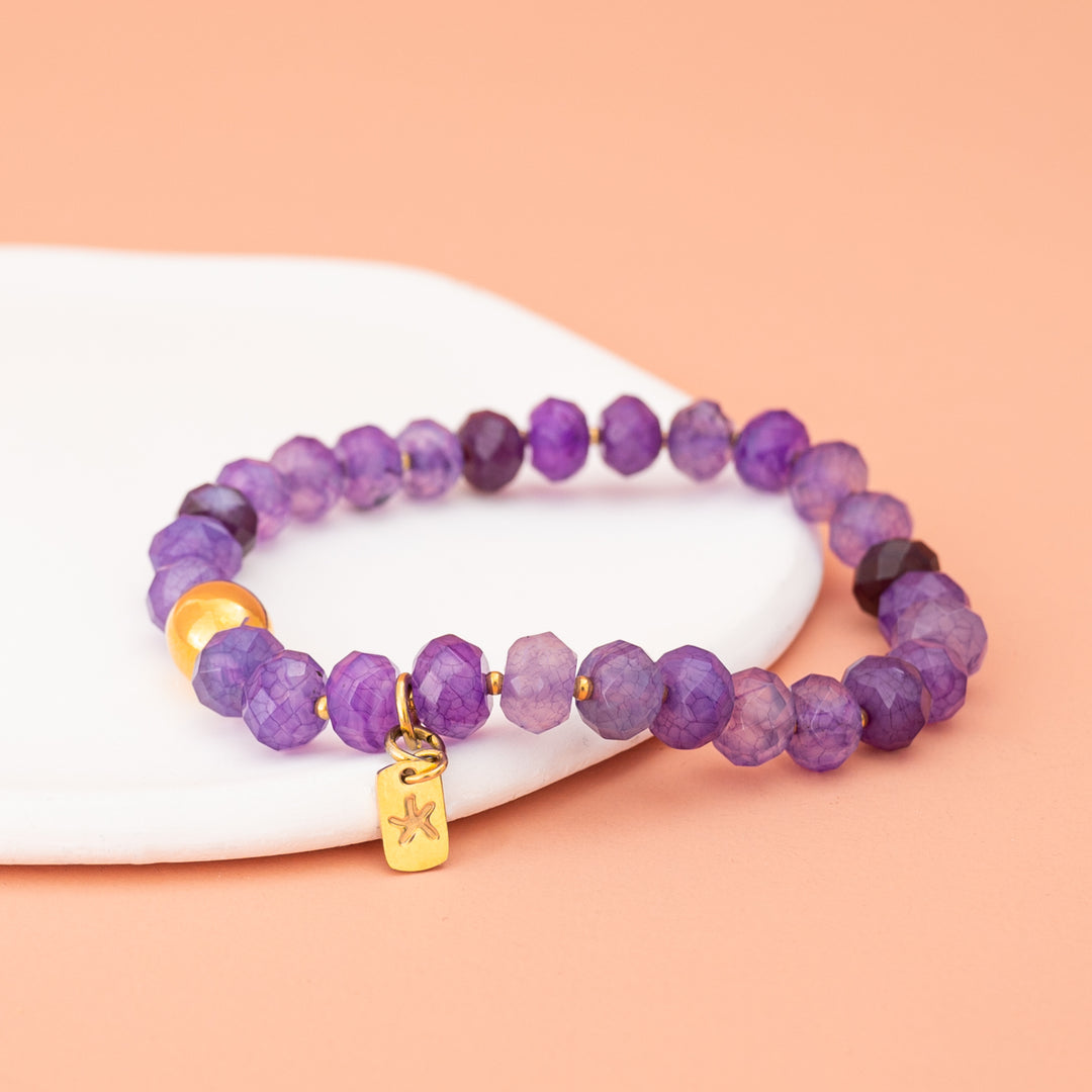 Lan Purple Agate Beaded Bracelet