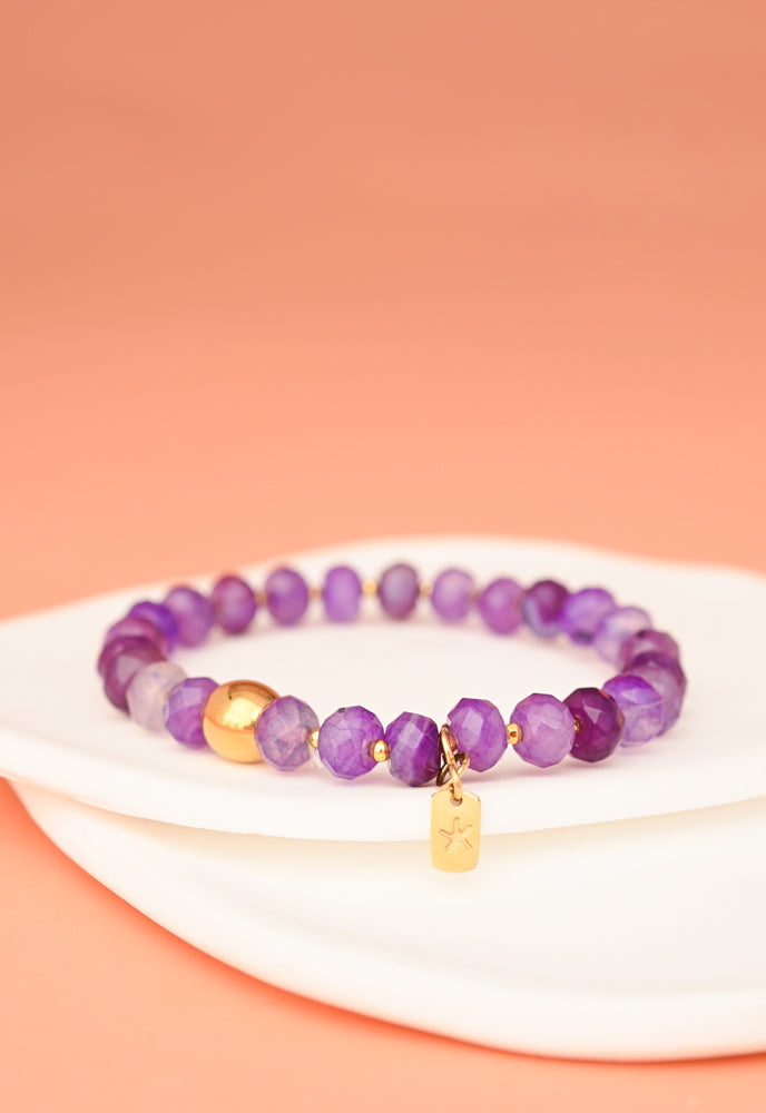 Lan Purple Agate Beaded Bracelet