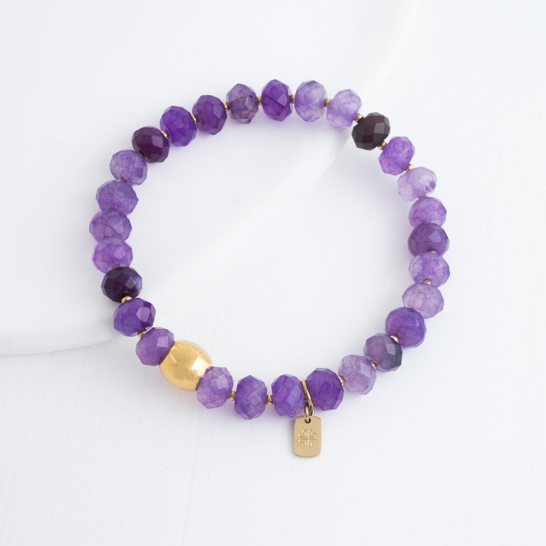 Lan Purple Agate Beaded Bracelet