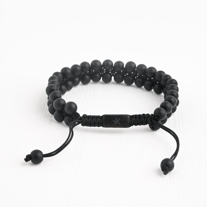 Helix Matte Black Agate Rope Beaded Bracelet