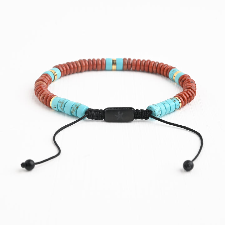 Nomadic Turquoise & Red Jasper Rope Beaded Bracelet