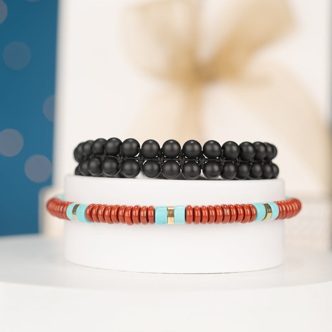 Helix Matte Black Agate Rope Beaded Bracelet