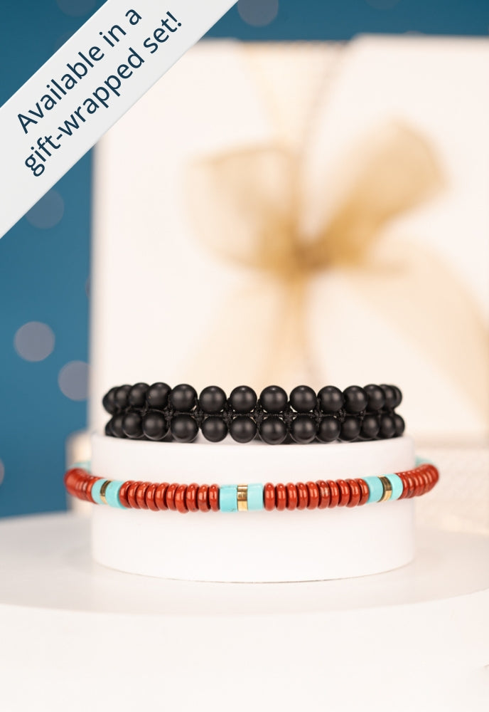 Helix Matte Black Agate Rope Beaded Bracelet