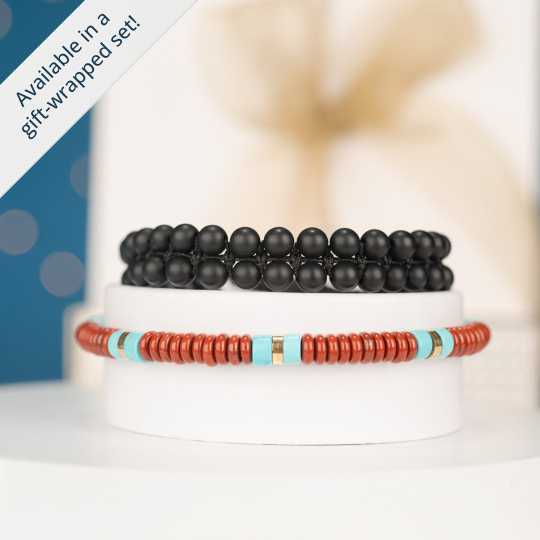 Nomadic Turquoise & Red Jasper Rope Beaded Bracelet