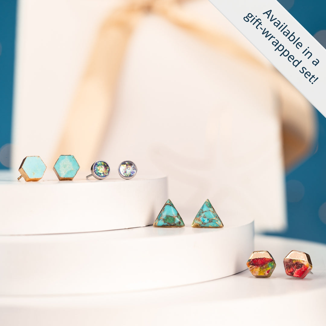 Ellie Triangle Turquoise Studs