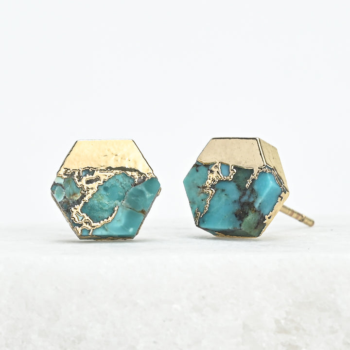 Oasis Turquoise and Gold Studs