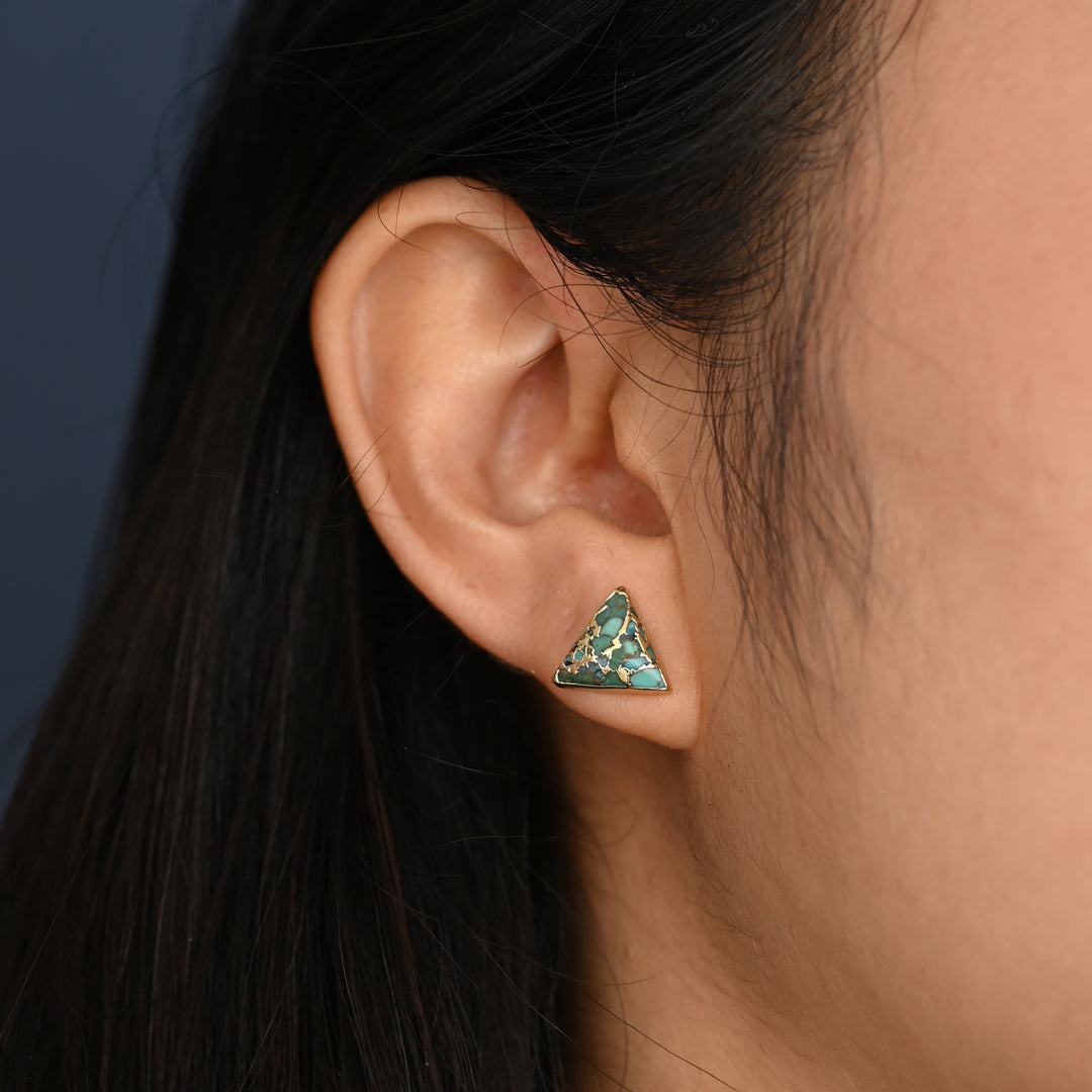Ellie Triangle Turquoise Studs