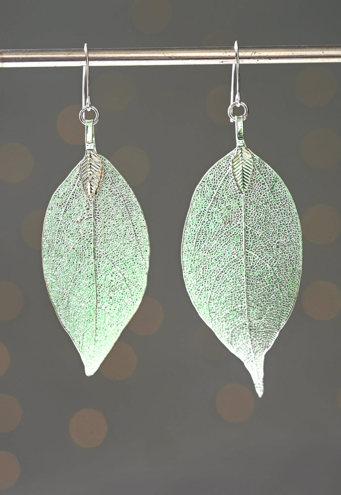 One-of-a-Kind Leaf Earrings in Moss Green