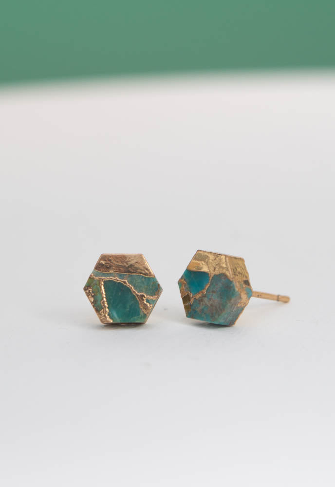 Oasis Turquoise and Gold Studs