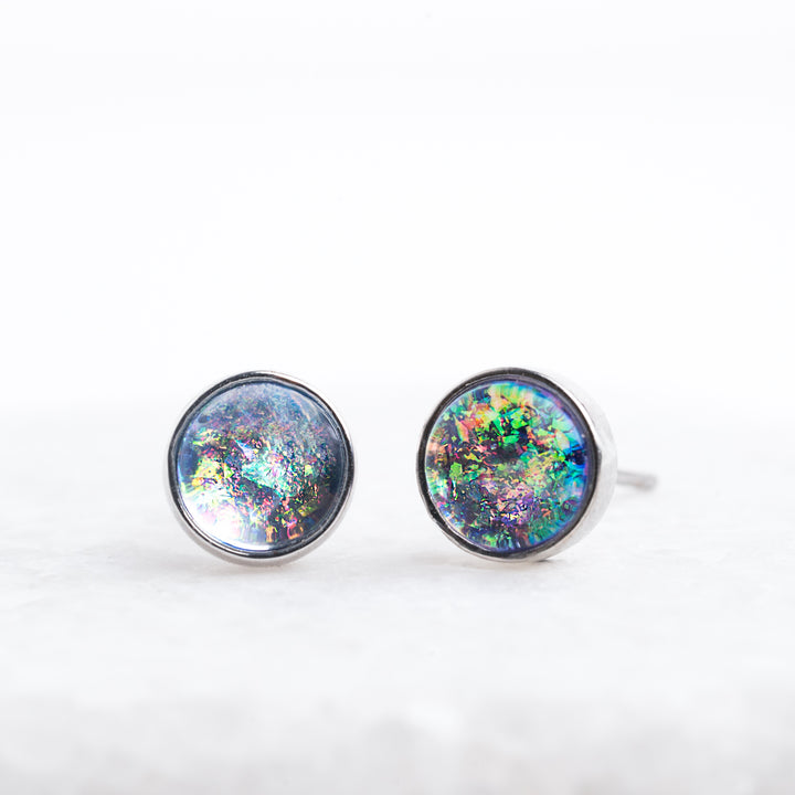 Lora Lavender & Silver Stud Earrings