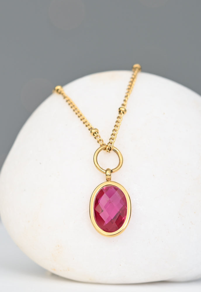 Medium Chain - July Birthstone Crystal Pendant