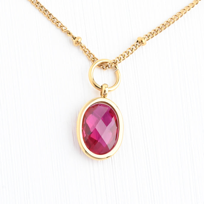 Medium Chain - July Birthstone Crystal Pendant